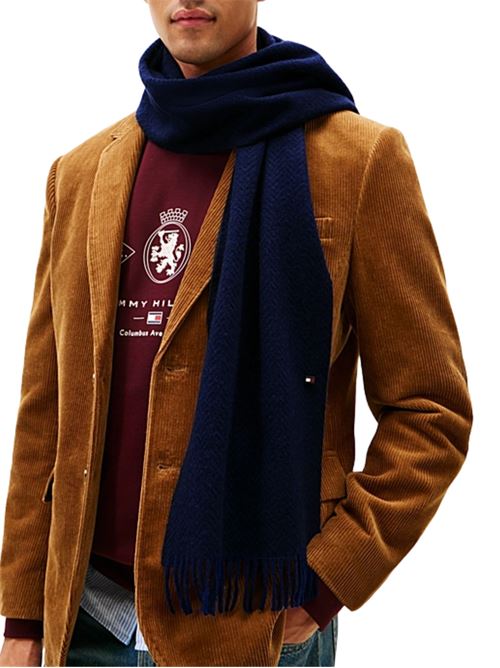 Sciarpa 100% lana blu Tommy Hilfiger | AM0AM13593DW6